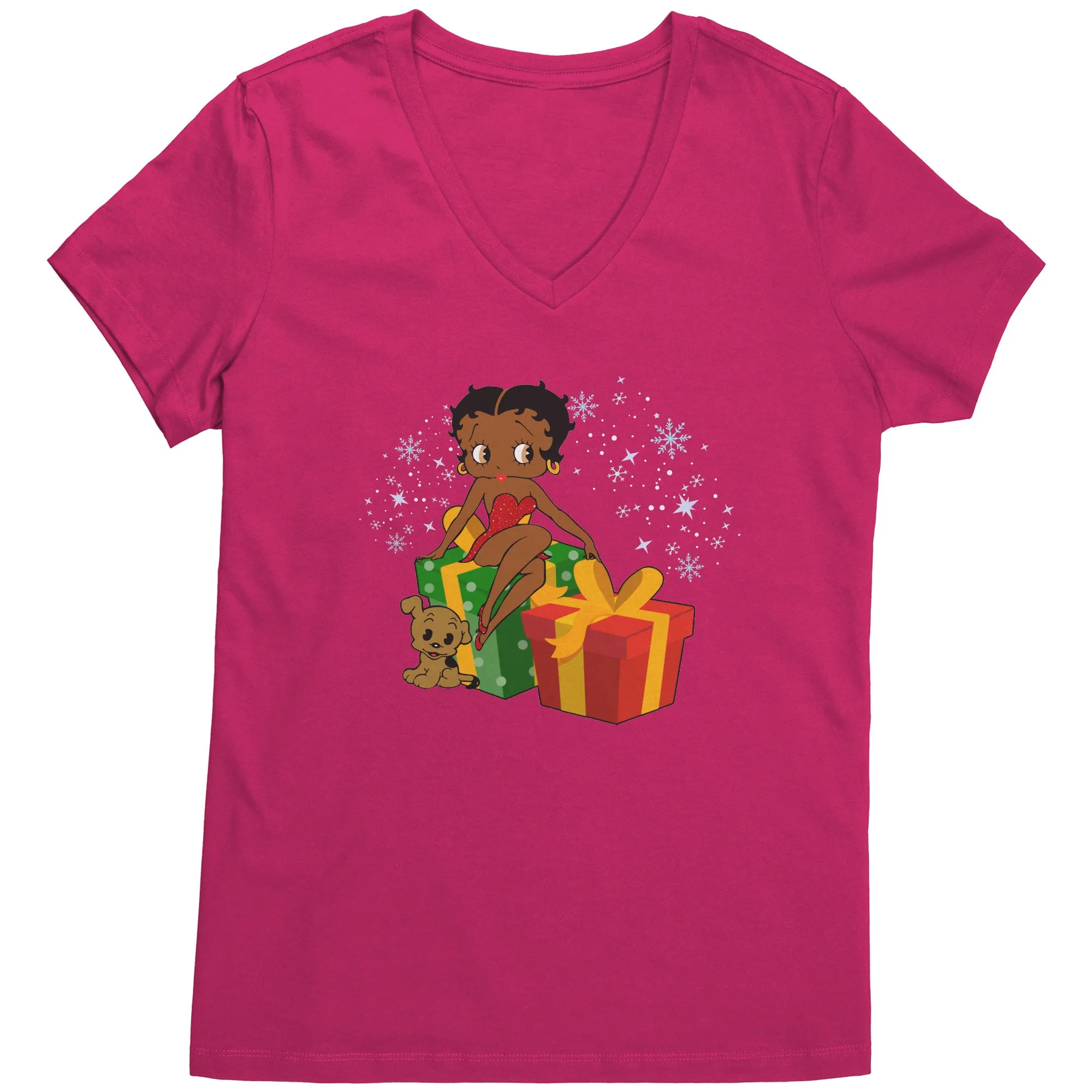 Betty Boop Christmas V-Neck Shirt, Feeling Jolly Shirt, Betty Boop Shirt, Betty Boop Vneck, Holiday Gift Christmas Gift For Her Graphic Tee