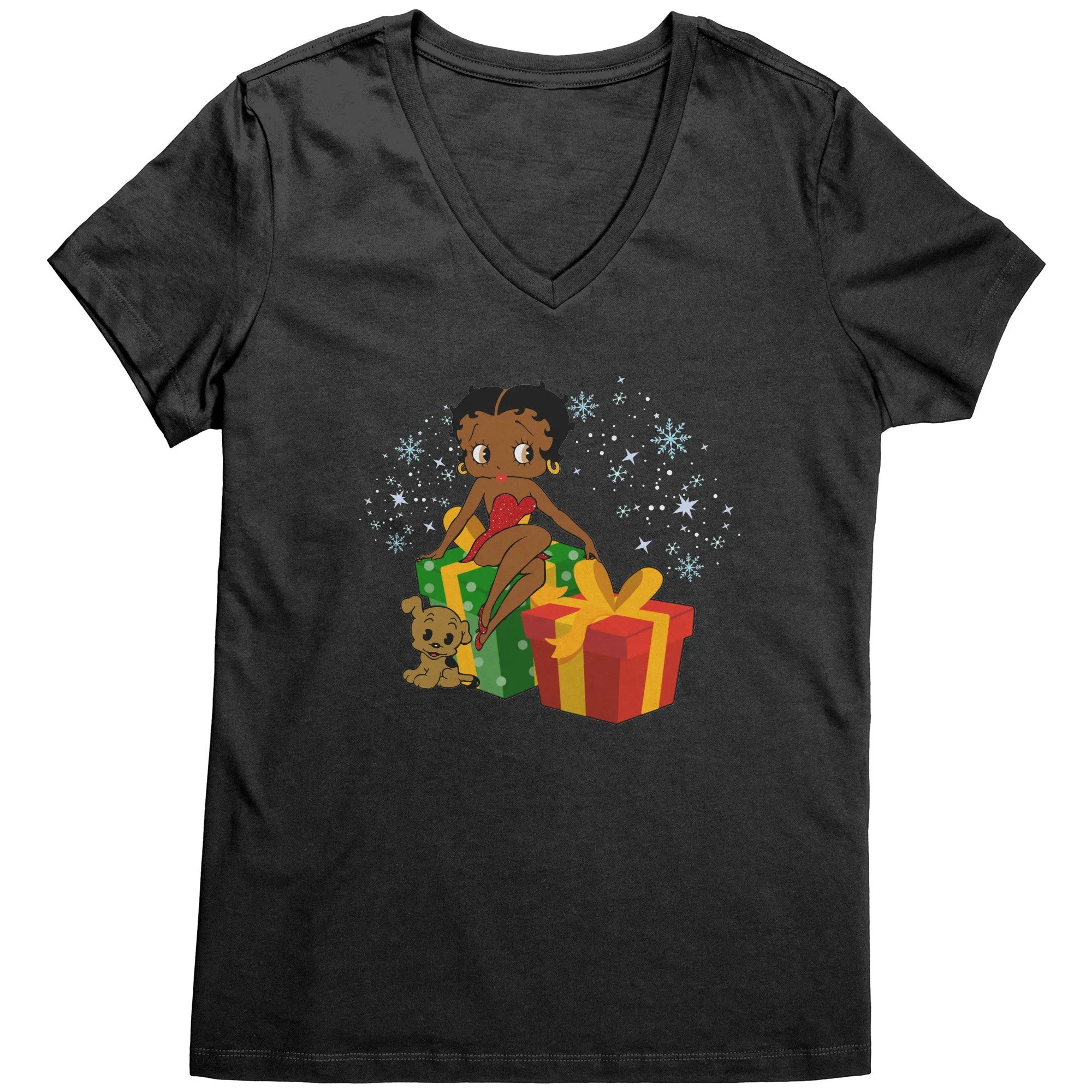 Betty Boop Christmas V-Neck Shirt, Feeling Jolly Shirt, Betty Boop Shirt, Betty Boop Vneck, Holiday Gift Christmas Gift For Her Graphic Tee