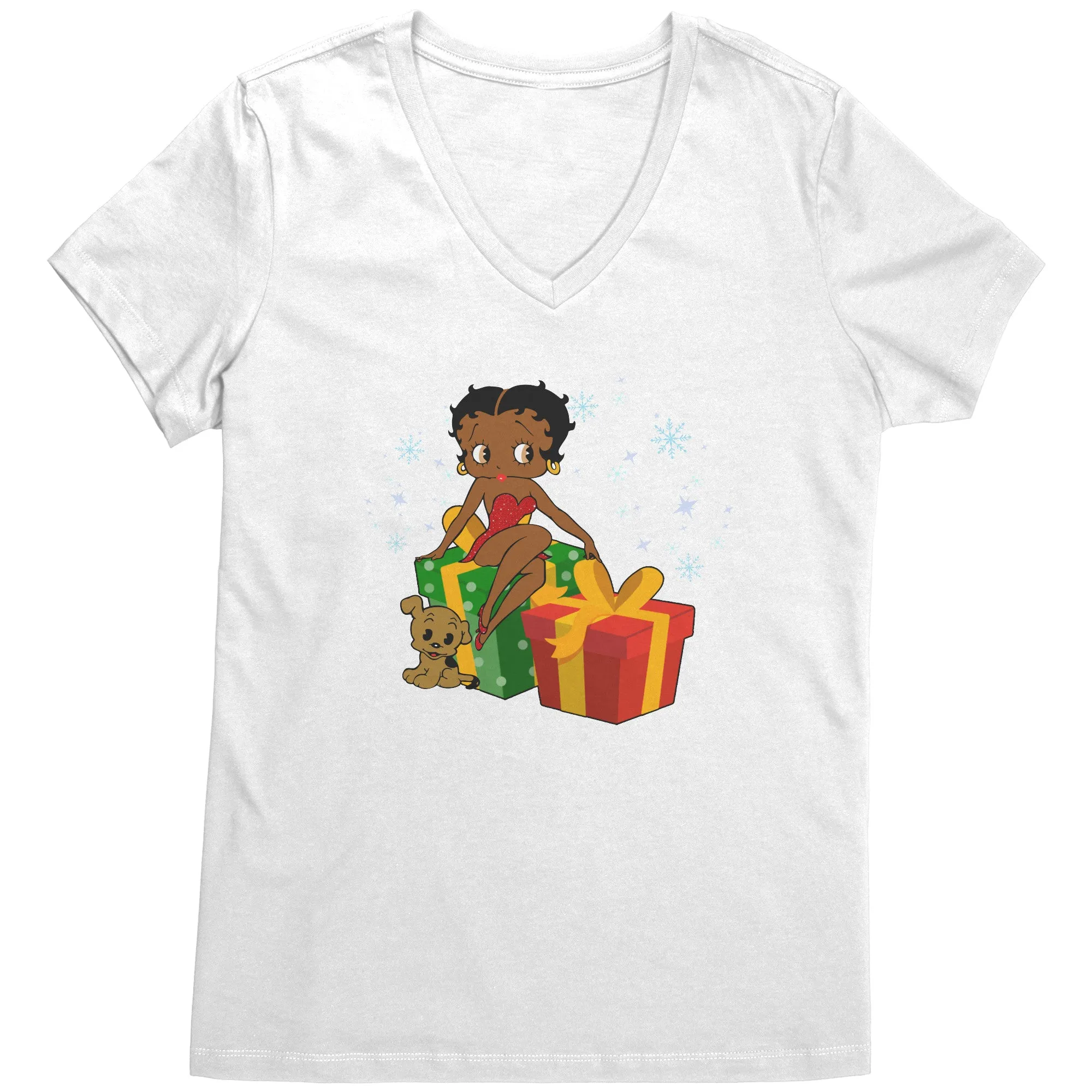 Betty Boop Christmas V-Neck Shirt, Feeling Jolly Shirt, Betty Boop Shirt, Betty Boop Vneck, Holiday Gift Christmas Gift For Her Graphic Tee