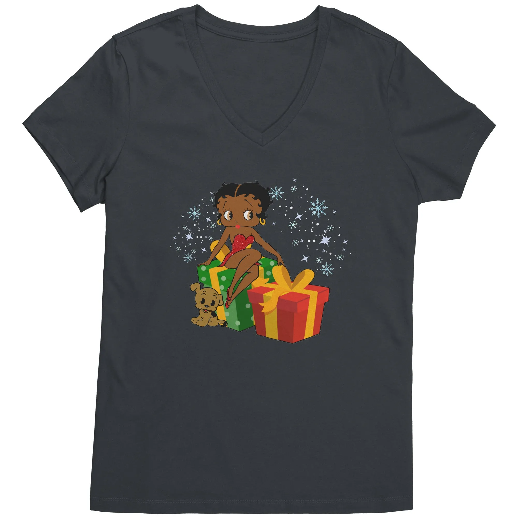 Betty Boop Christmas V-Neck Shirt, Feeling Jolly Shirt, Betty Boop Shirt, Betty Boop Vneck, Holiday Gift Christmas Gift For Her Graphic Tee