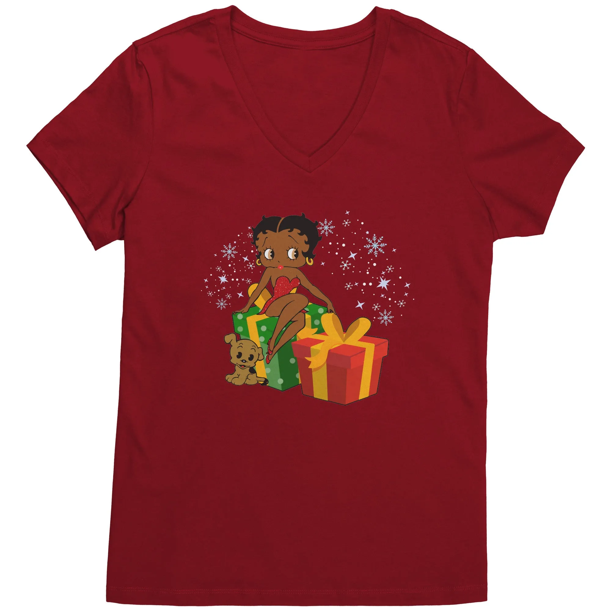 Betty Boop Christmas V-Neck Shirt, Feeling Jolly Shirt, Betty Boop Shirt, Betty Boop Vneck, Holiday Gift Christmas Gift For Her Graphic Tee
