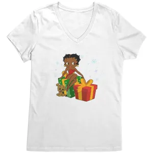 Betty Boop Christmas V-Neck Shirt, Feeling Jolly Shirt, Betty Boop Shirt, Betty Boop Vneck, Holiday Gift Christmas Gift For Her Graphic Tee