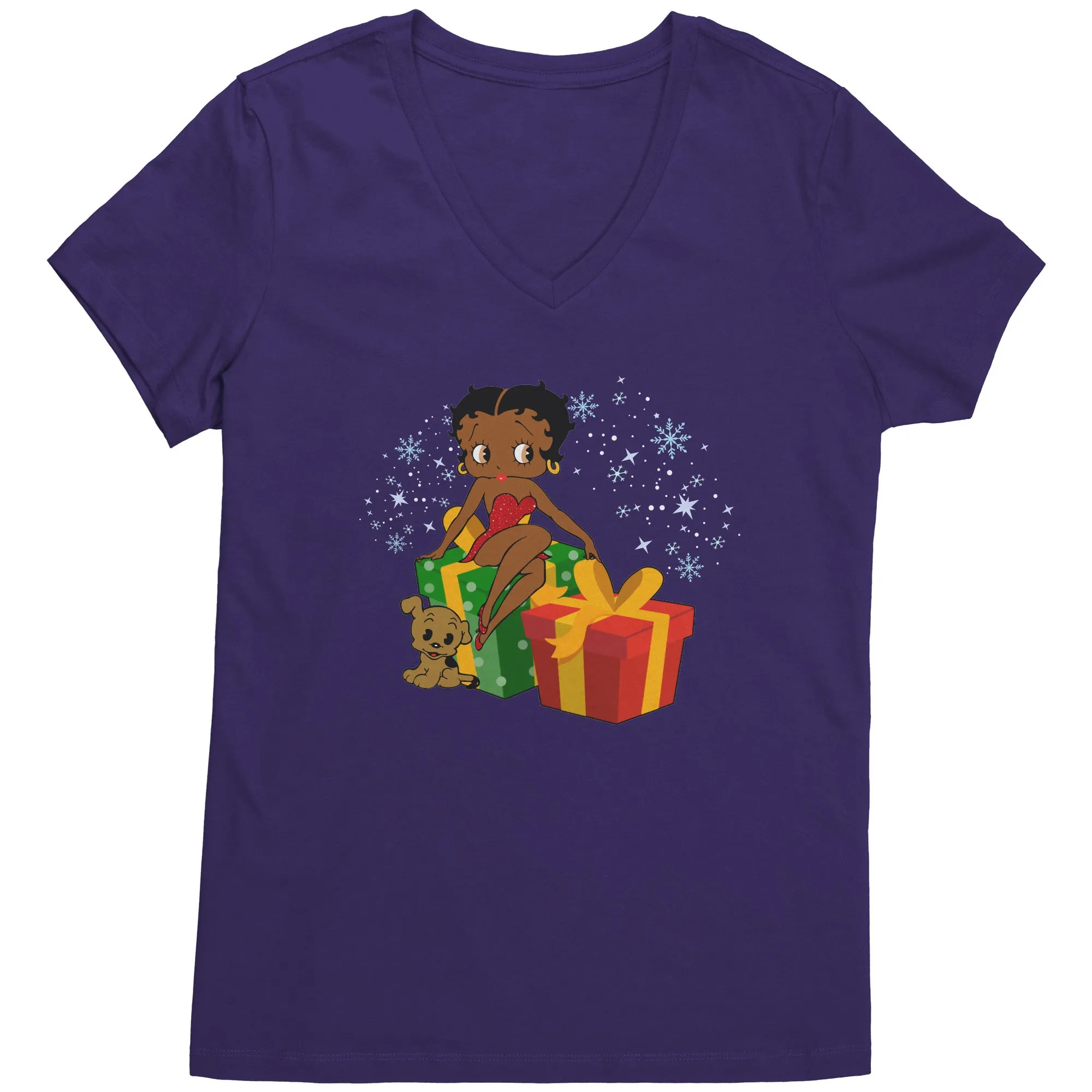 Betty Boop Christmas V-Neck Shirt, Feeling Jolly Shirt, Betty Boop Shirt, Betty Boop Vneck, Holiday Gift Christmas Gift For Her Graphic Tee