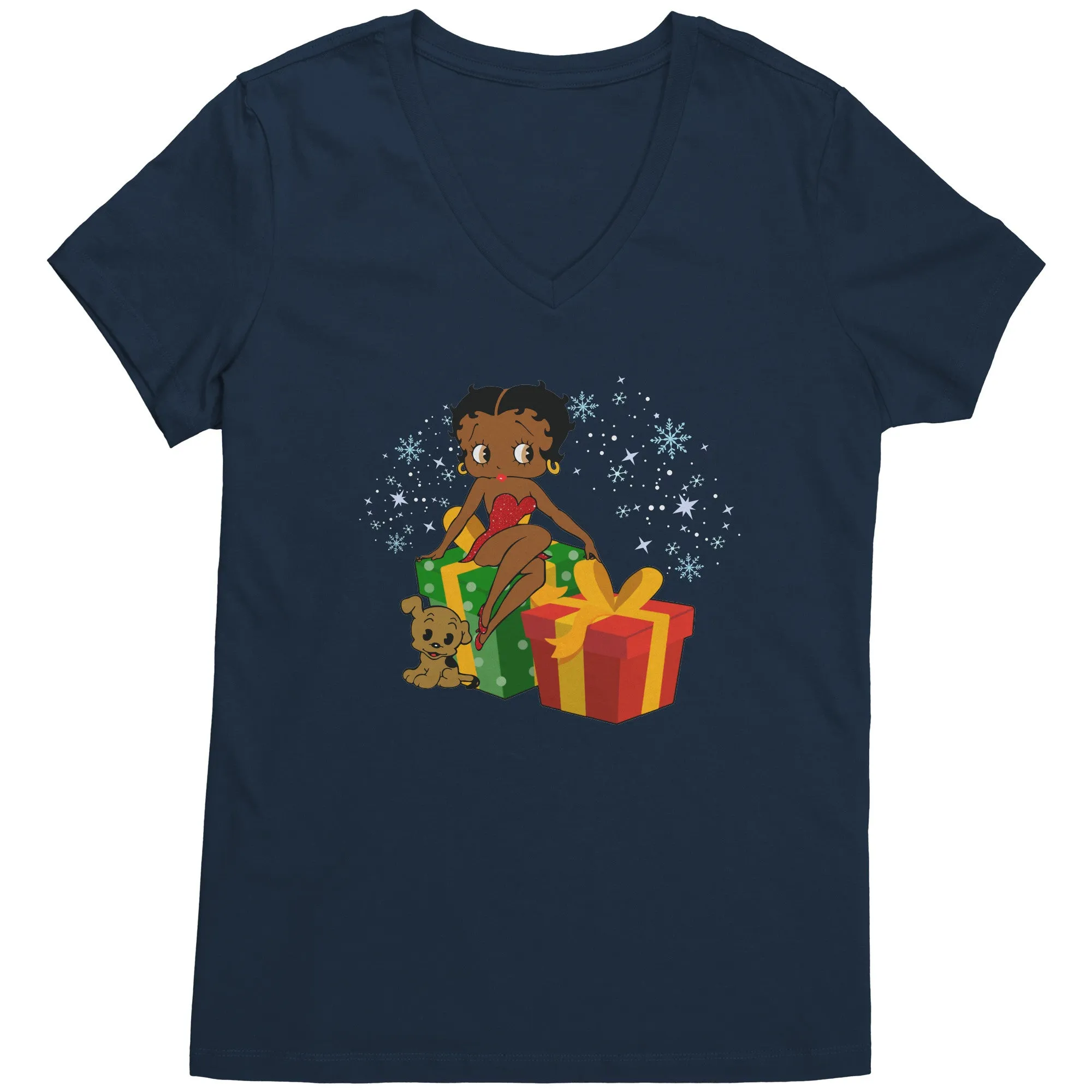 Betty Boop Christmas V-Neck Shirt, Feeling Jolly Shirt, Betty Boop Shirt, Betty Boop Vneck, Holiday Gift Christmas Gift For Her Graphic Tee