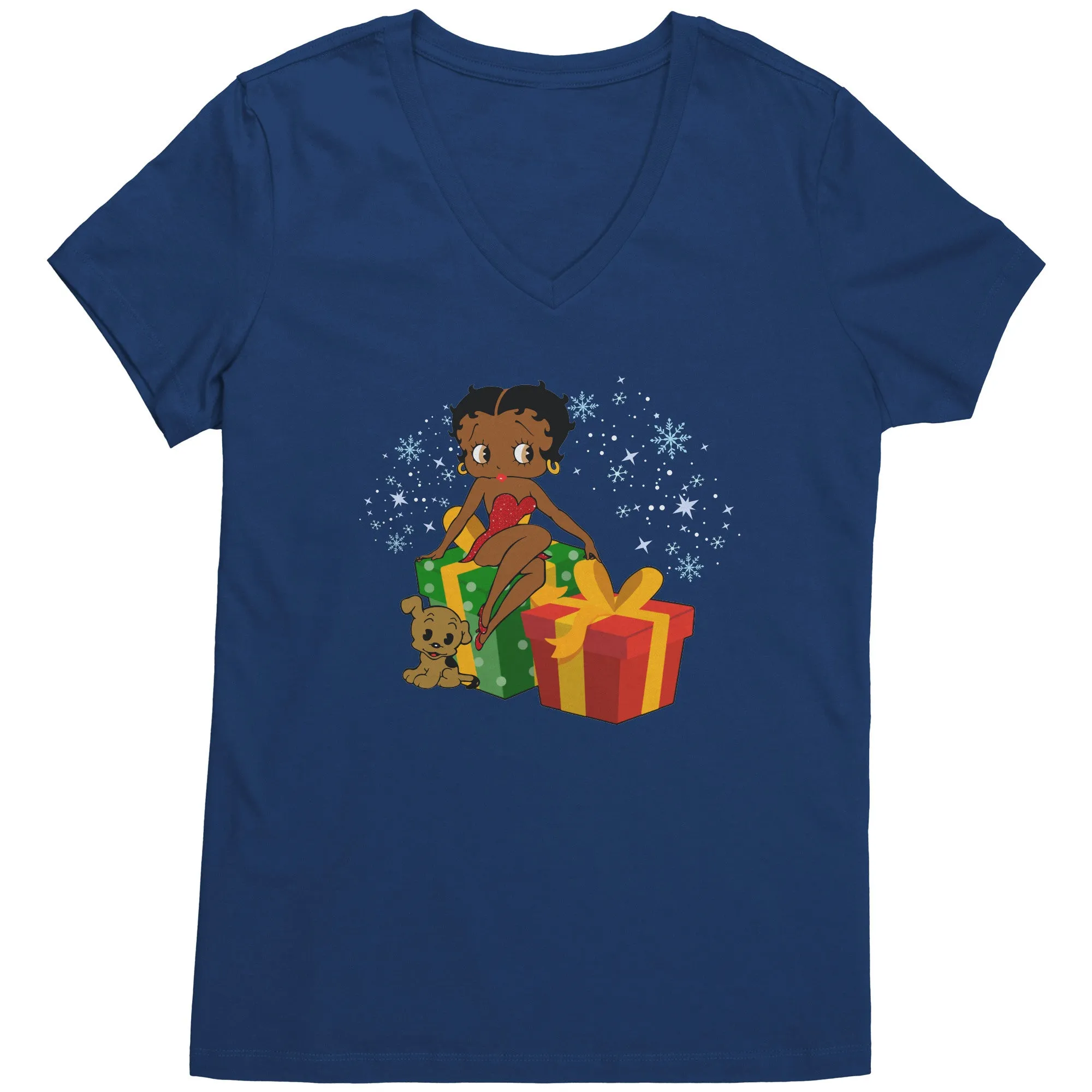 Betty Boop Christmas V-Neck Shirt, Feeling Jolly Shirt, Betty Boop Shirt, Betty Boop Vneck, Holiday Gift Christmas Gift For Her Graphic Tee