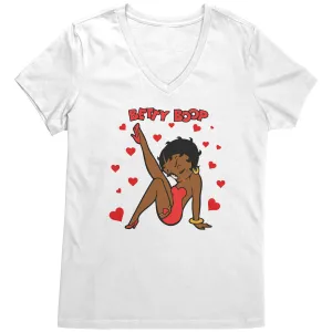 Betty Boop Shirt, Cute Betty Boop Tshirt, Betty Boop with Heart Shirt, Betty Boop Womens V-Neck, Betty Boop Womens Clothing, Christmas Gift