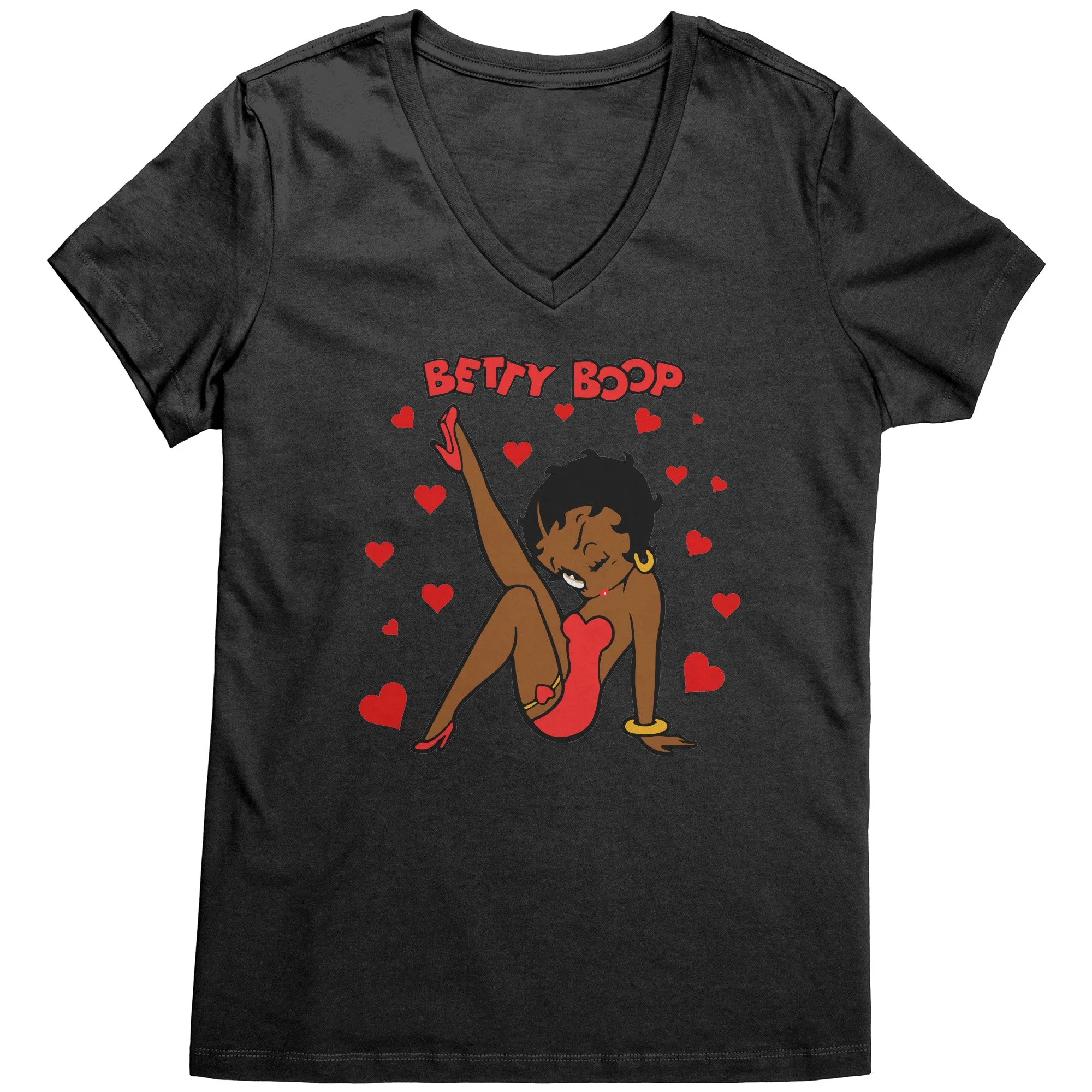 Betty Boop Shirt, Cute Betty Boop Tshirt, Betty Boop with Heart Shirt, Betty Boop Womens V-Neck, Betty Boop Womens Clothing, Christmas Gift