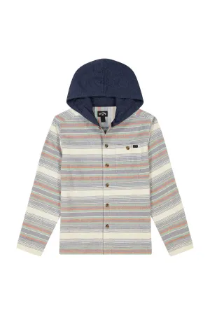 Billabong Youth Baja Hooded Flannel Shirt for Boys in Slate Blue | BSFHB46F-415-SLATE
