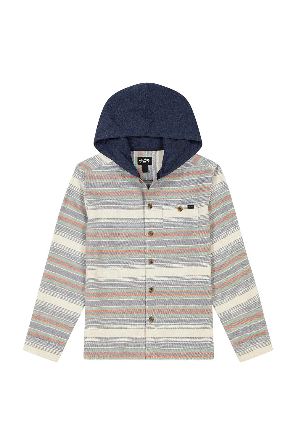 Billabong Youth Baja Hooded Flannel Shirt for Boys in Slate Blue | BSFHB46F-415-SLATE