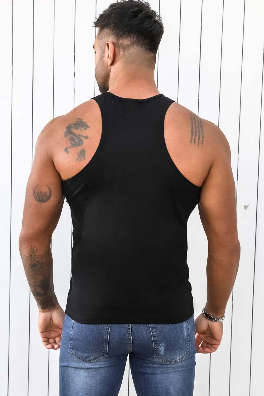 Black 100% BULL Graphic Print Racerback Men's Tank Top