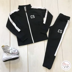 Black & White Stripe Personalised Initials Tracksuit