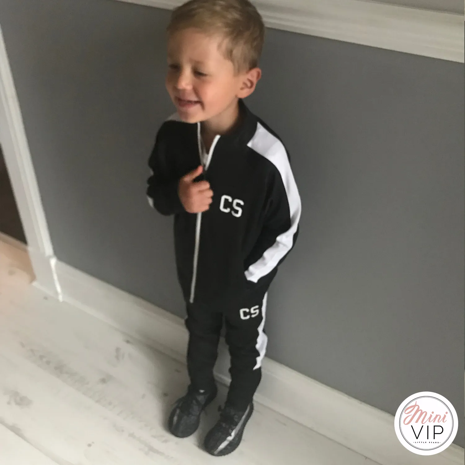 Black & White Stripe Personalised Initials Tracksuit