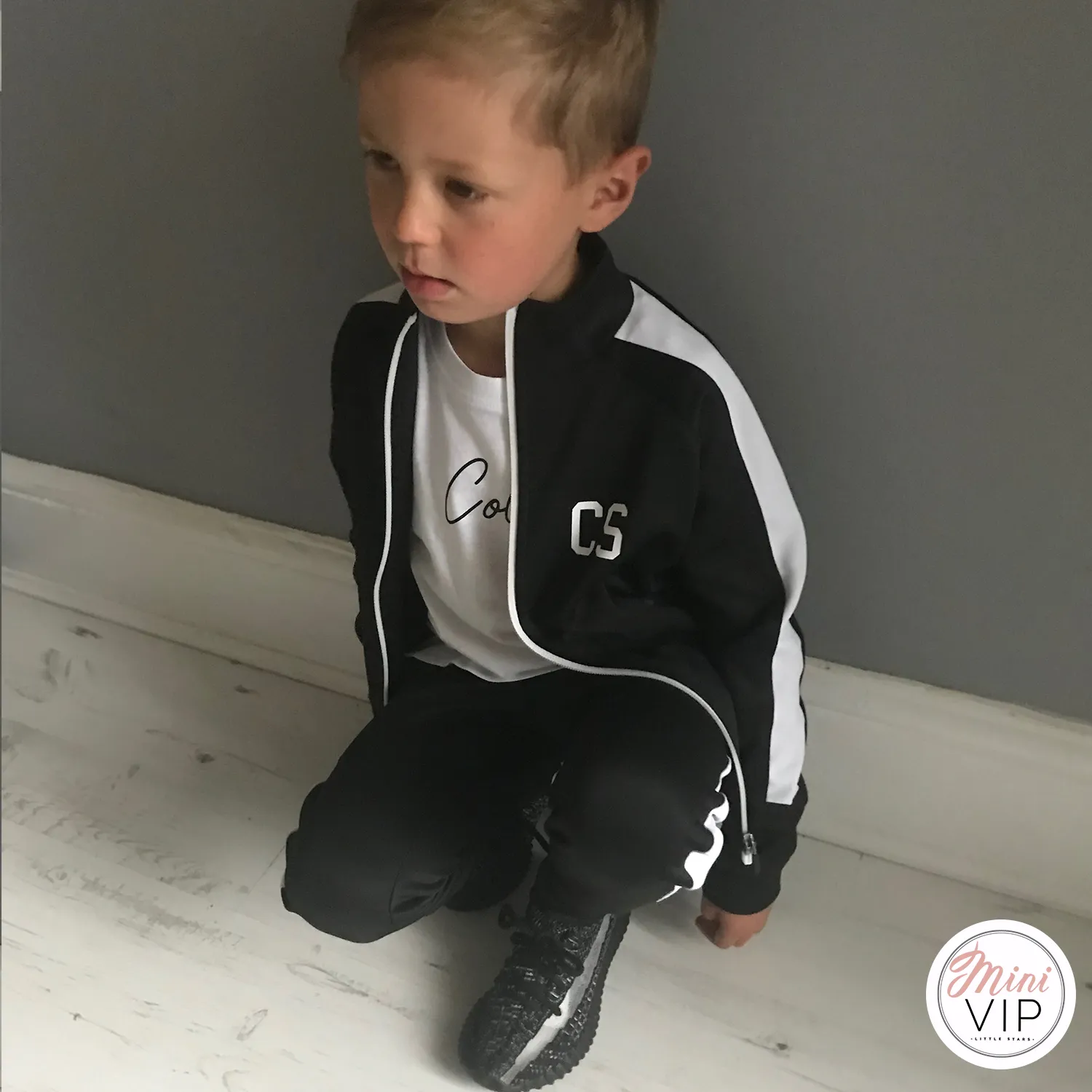 Black & White Stripe Personalised Initials Tracksuit