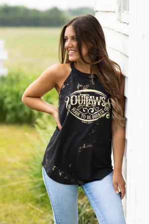 Black and Tan Bleached Outlaws Graphic Tank