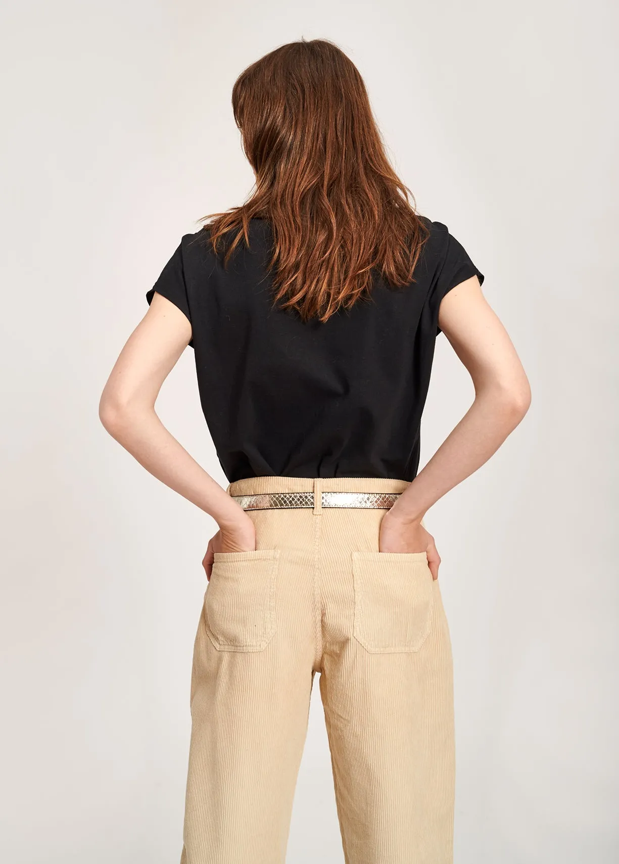 Black cotton T-shirt with 'Fury'-print