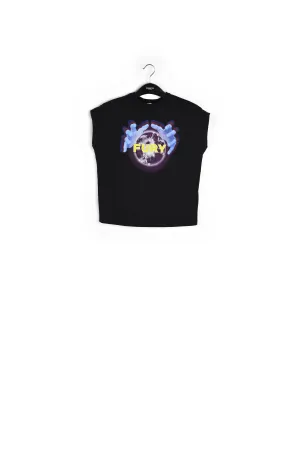 Black cotton T-shirt with 'Fury'-print