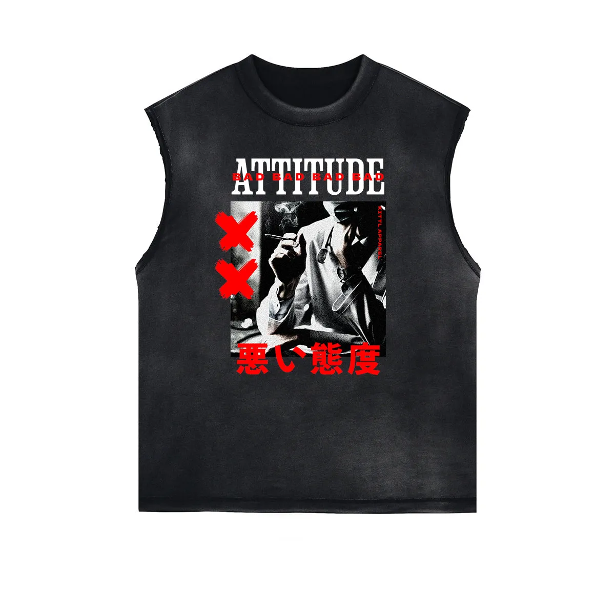 Black Faded Rebel Graphic Tank Top