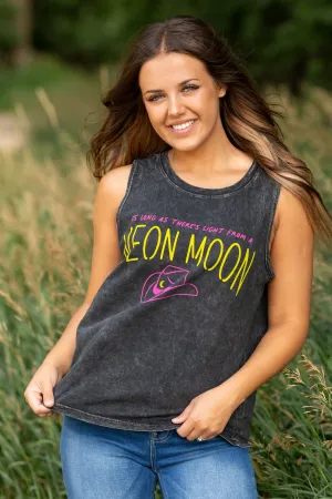 Black Neon Moon Graphic Tank
