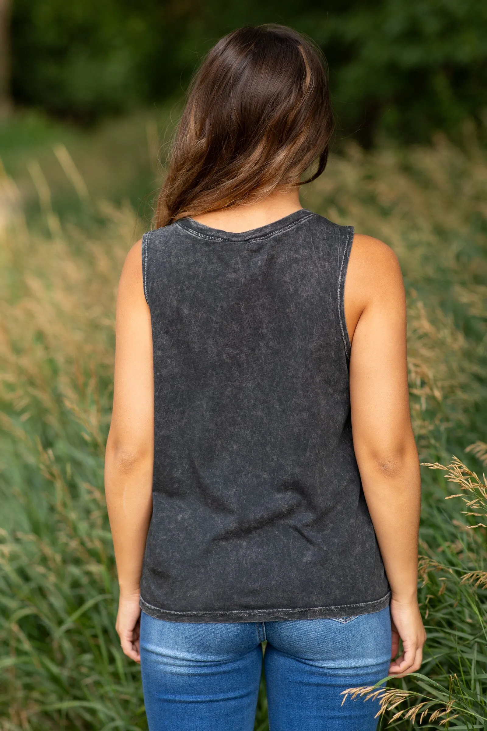 Black Neon Moon Graphic Tank