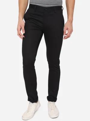 Black Solid Super Slim Fit Casual Trouser | Greenfibre