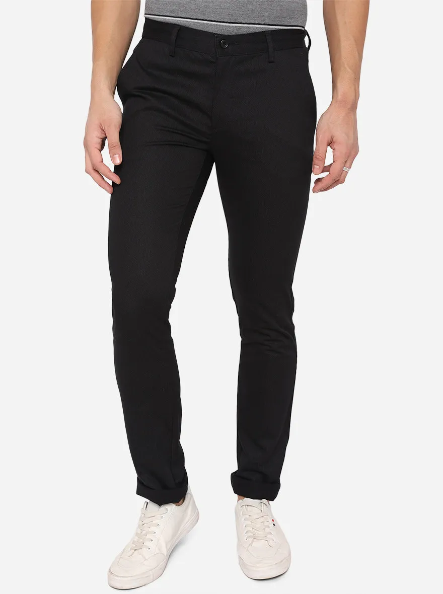 Black Solid Super Slim Fit Casual Trouser | Greenfibre