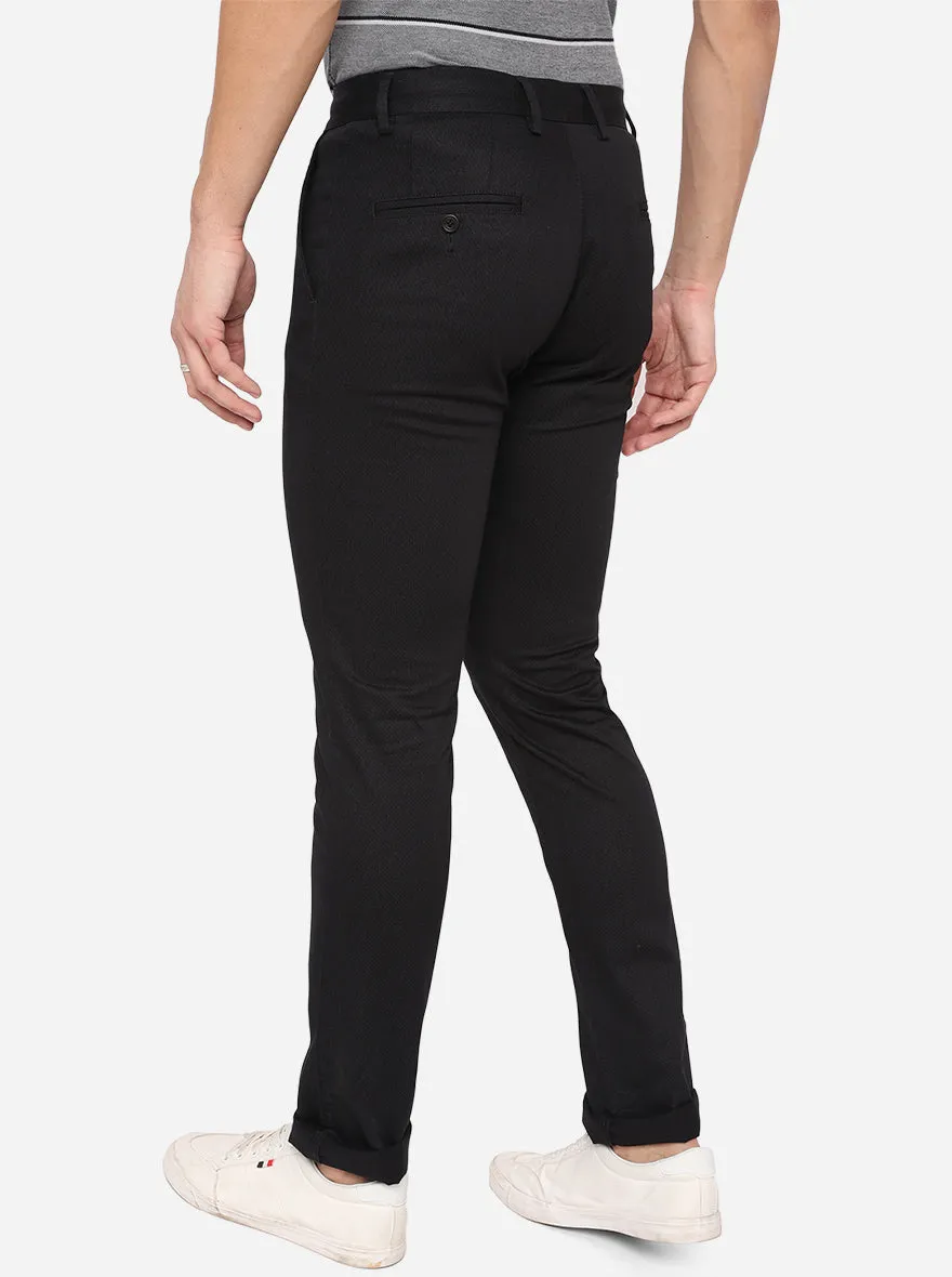 Black Solid Super Slim Fit Casual Trouser | Greenfibre