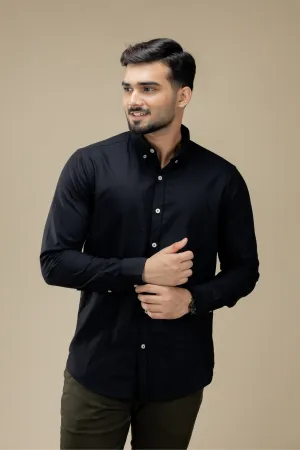 Black Washed Oxford Long Sleeve Shirt