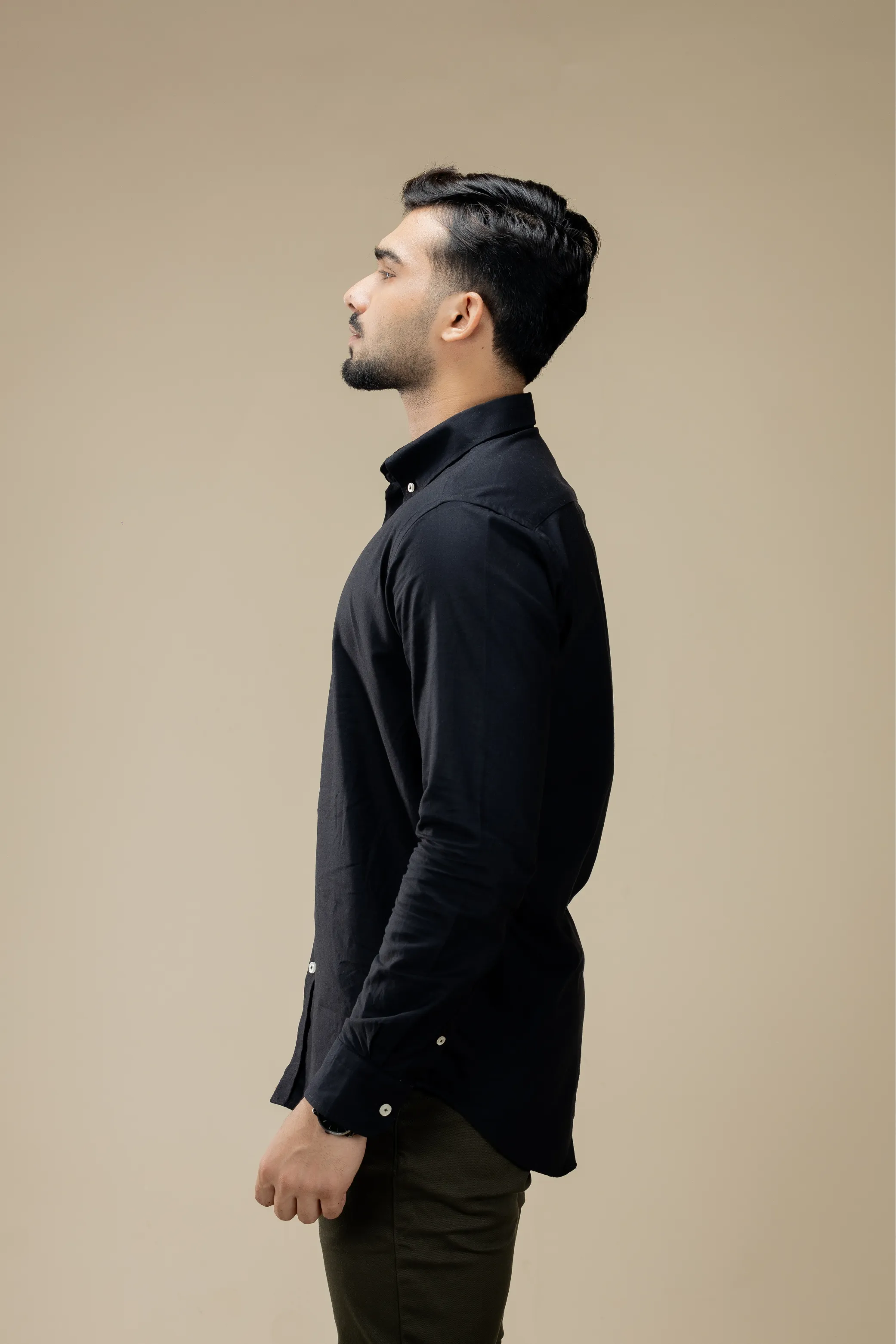Black Washed Oxford Long Sleeve Shirt