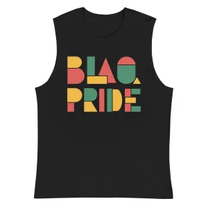 BlaQ Pride Geometric Design Iconic African Culture Colors on Black Relaxed Fit Sleeveless Tank Top