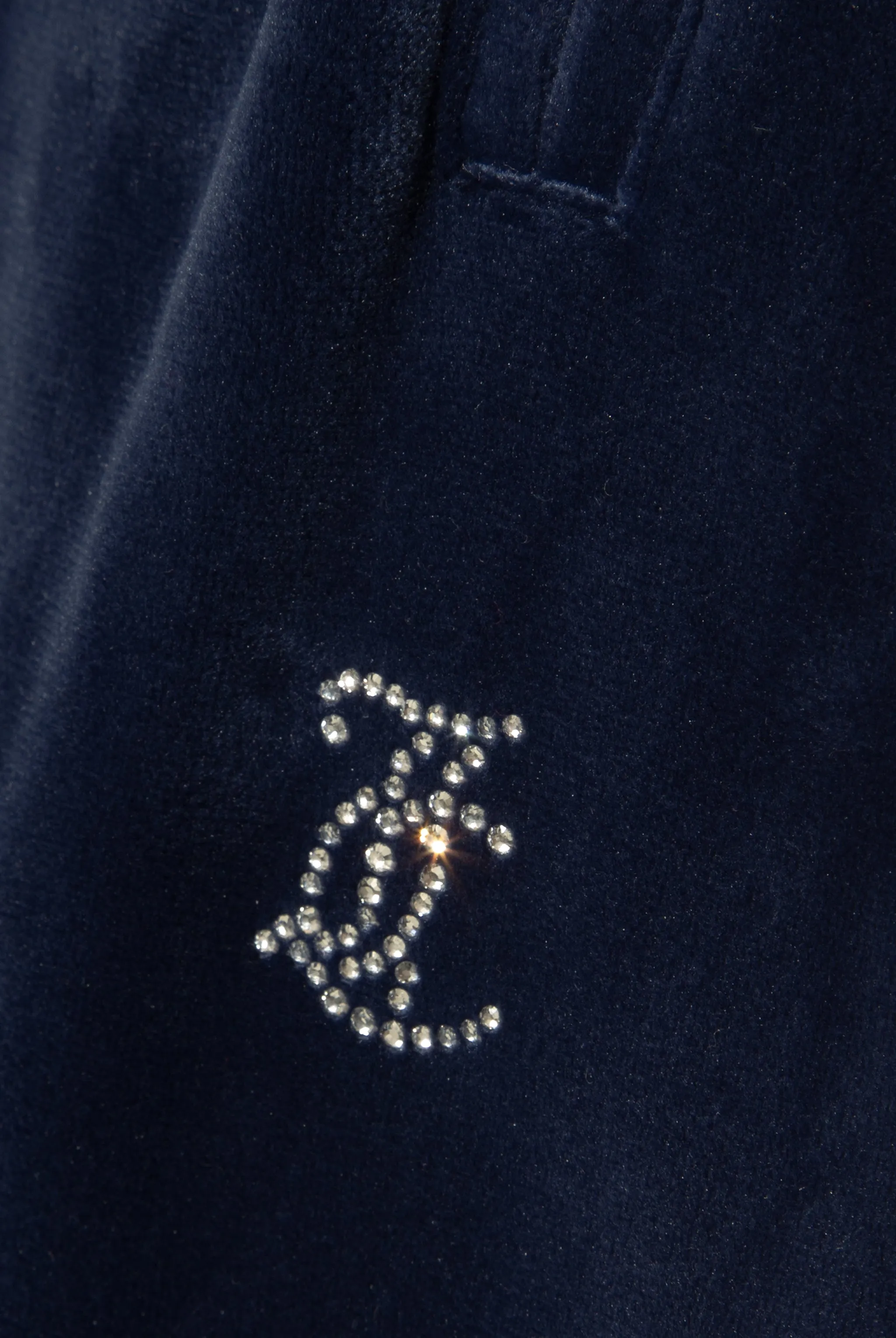 BLUE DEPTHS VELOUR DIAMANTÉ TRACKSUIT BOTTOM
