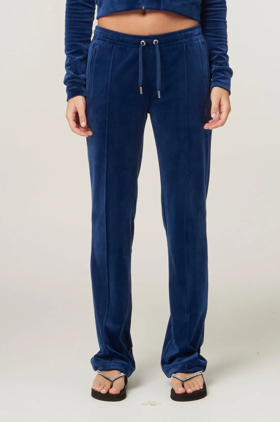 BLUE DEPTHS VELOUR DIAMANTÉ TRACKSUIT BOTTOM