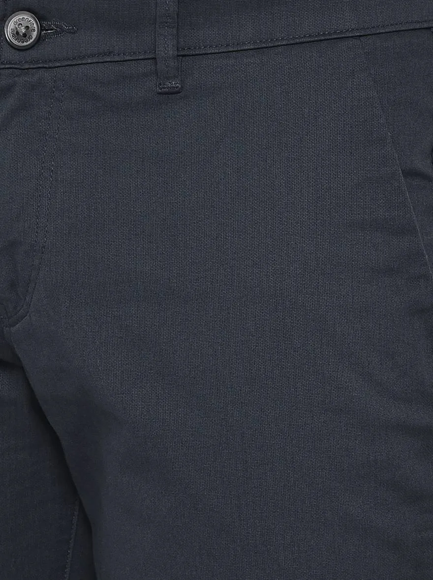 Blue Solid Neo Fit Casual Trouser | Greenfibre