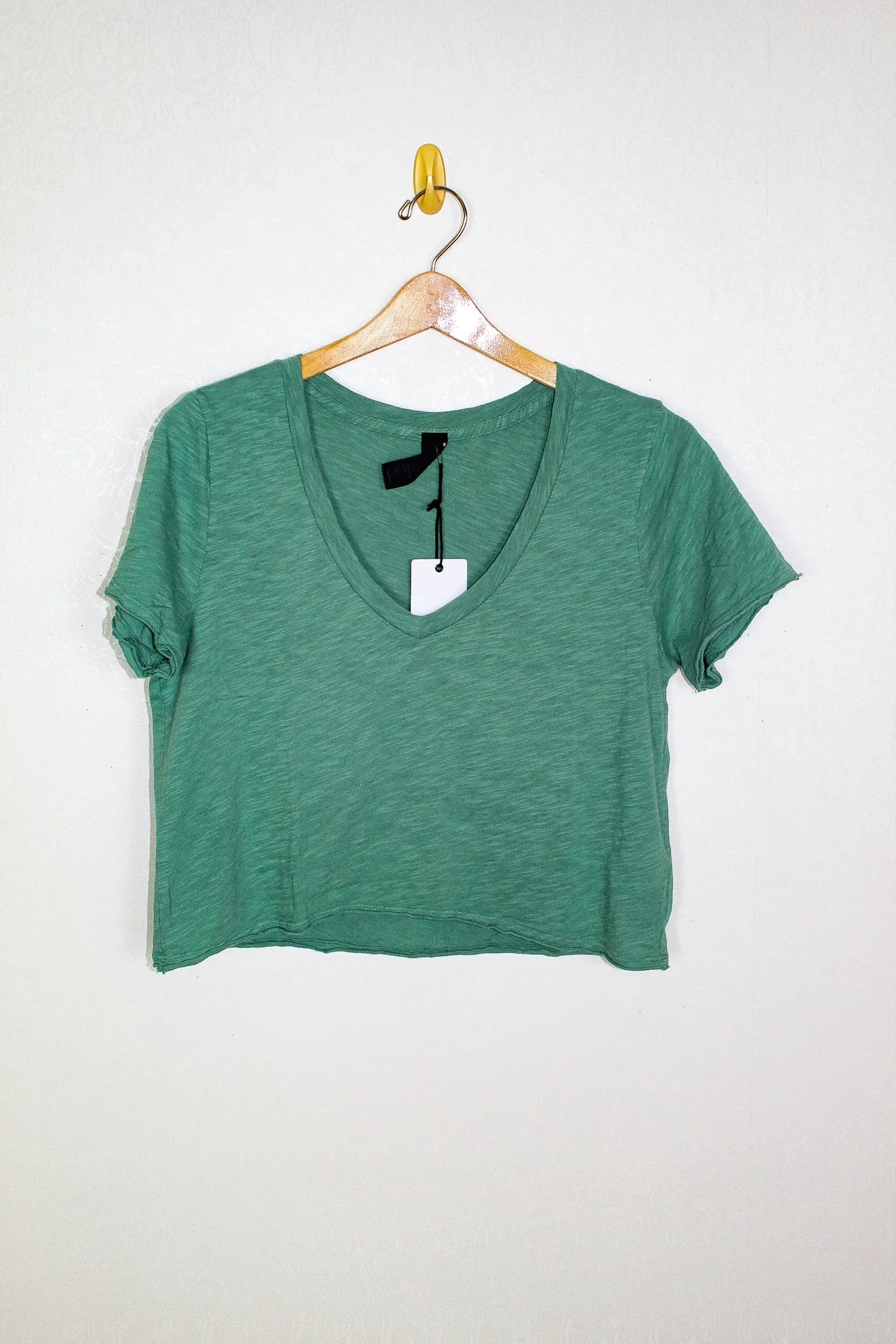 Bobi Cropped V Neck Tee