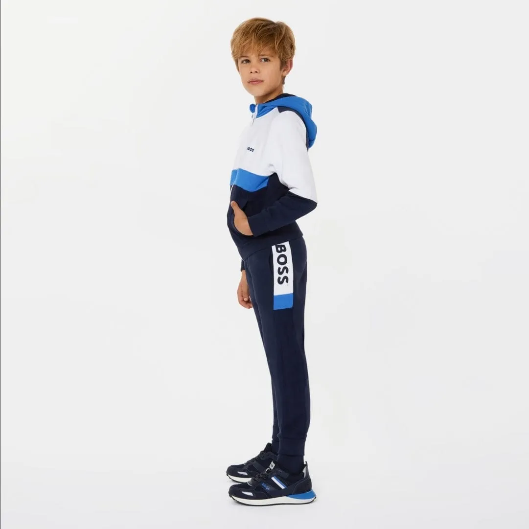 BOSS - Zip Hoodie Colour Block Tracksuit  -  Navy