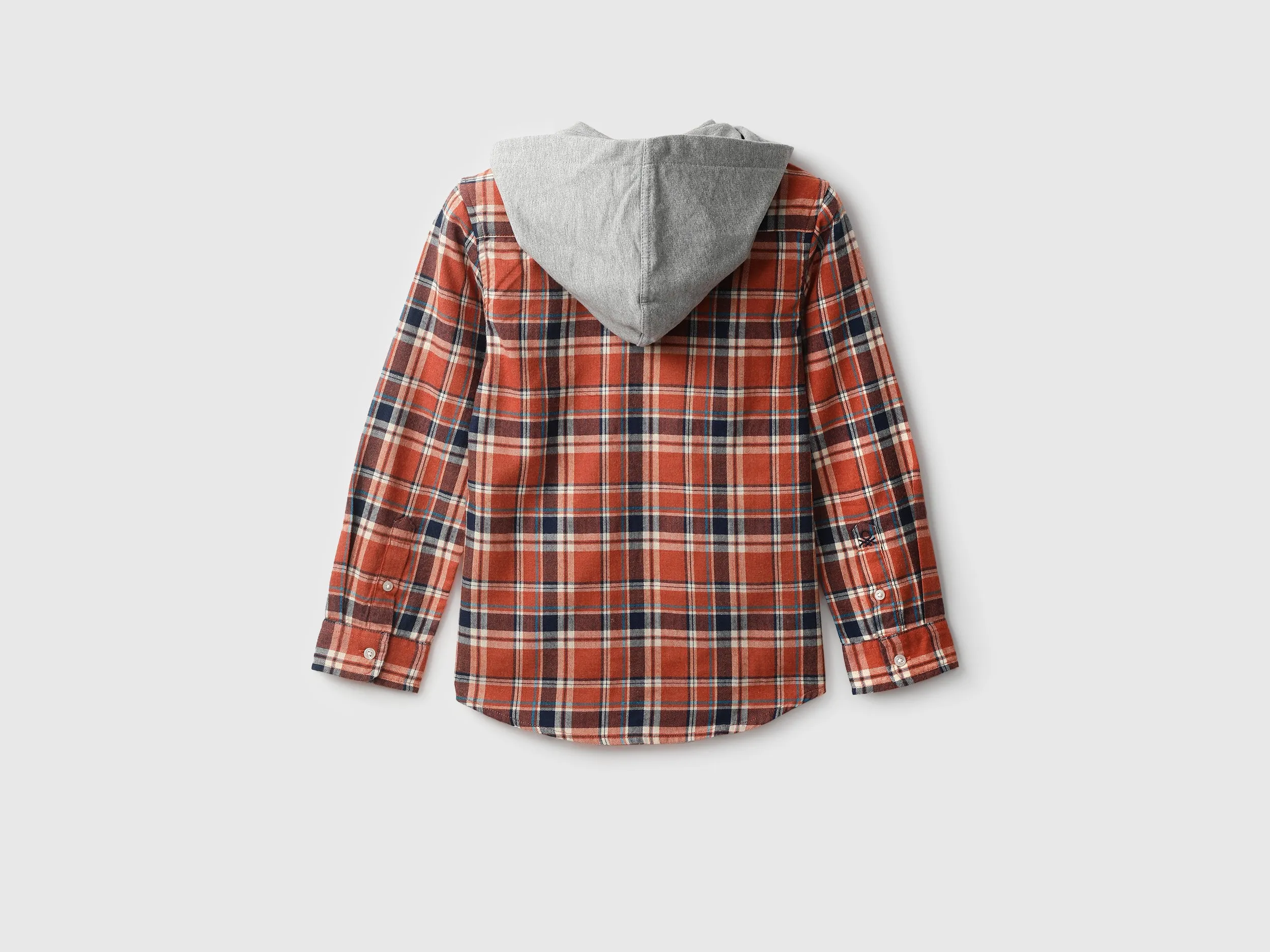 Boys Checked Hooded Shirt