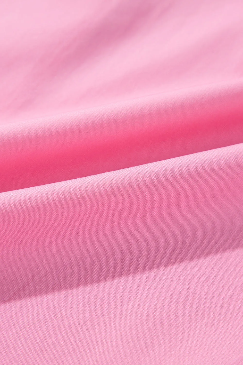 Bright Pink Balloon Sleeve Button Up Mini Shirt Dress