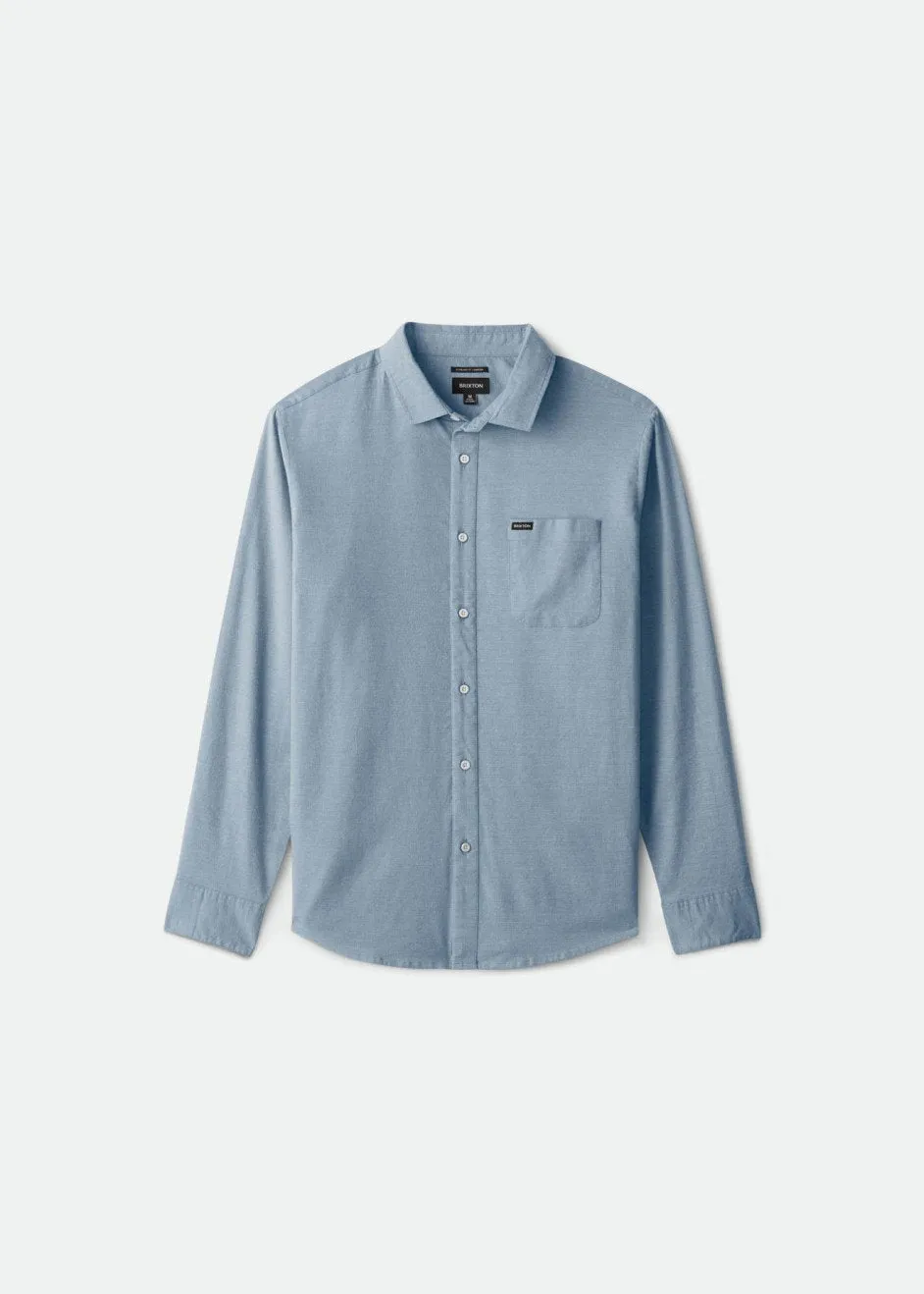BRIXTON CHARTER OXFORD LONG SLEEVE WOVEN LIGHT BLUE CHAMBRAY