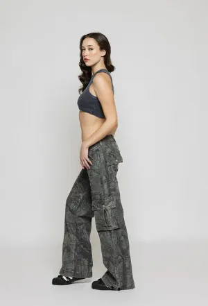 Brown Camo Cargo Pants, Low-Rise Rebelle Style