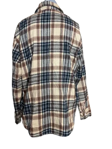 Brown Plaid Flannel Button-Down Shirt
