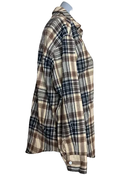 Brown Plaid Flannel Button-Down Shirt