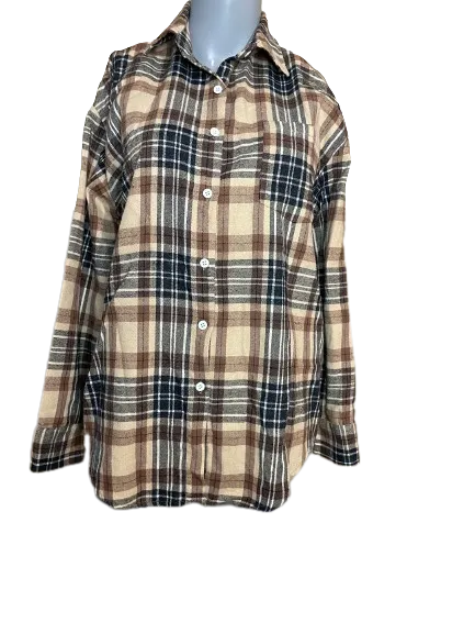Brown Plaid Flannel Button-Down Shirt