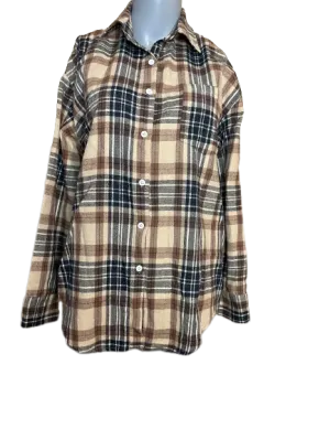 Brown Plaid Flannel Button-Down Shirt