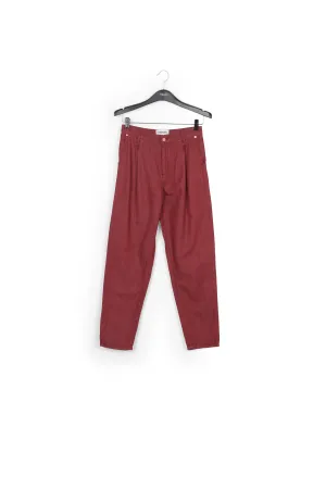 Burgundy loose-fit denim pants