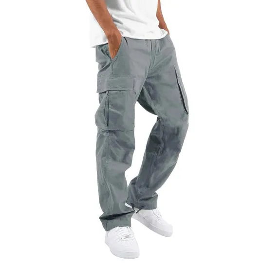 Cargo trousers - loose men's trousers, straight leg with pockets