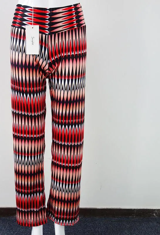 casual pants female Exuma boho elastic high waist flare pants baggy Women loose preppy trousers
