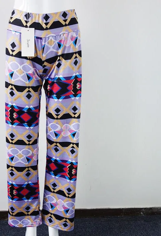 casual pants female Exuma boho elastic high waist flare pants baggy Women loose preppy trousers