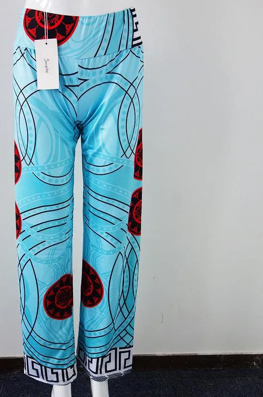 casual pants female Exuma boho elastic high waist flare pants baggy Women loose preppy trousers