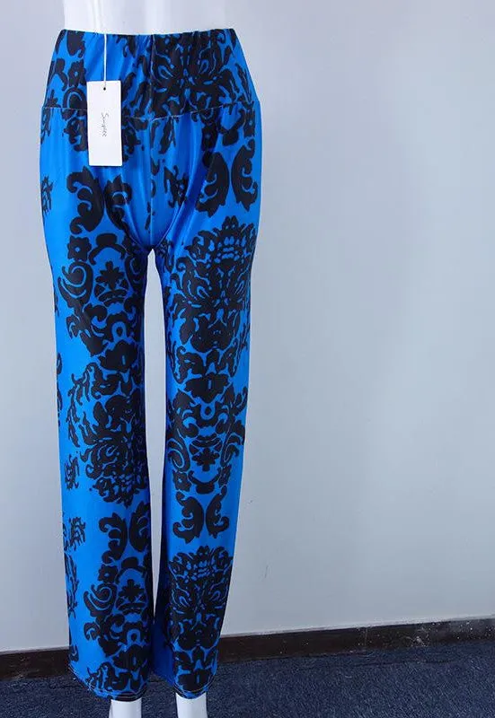 casual pants female Exuma boho elastic high waist flare pants baggy Women loose preppy trousers