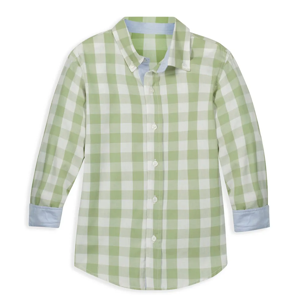 Chapman Buttondown Shirt -- Sage Check w/ Blue Oxford