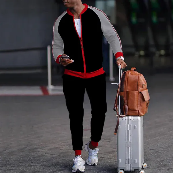Chic Men's Full Zip Jogging Tracksuit Set